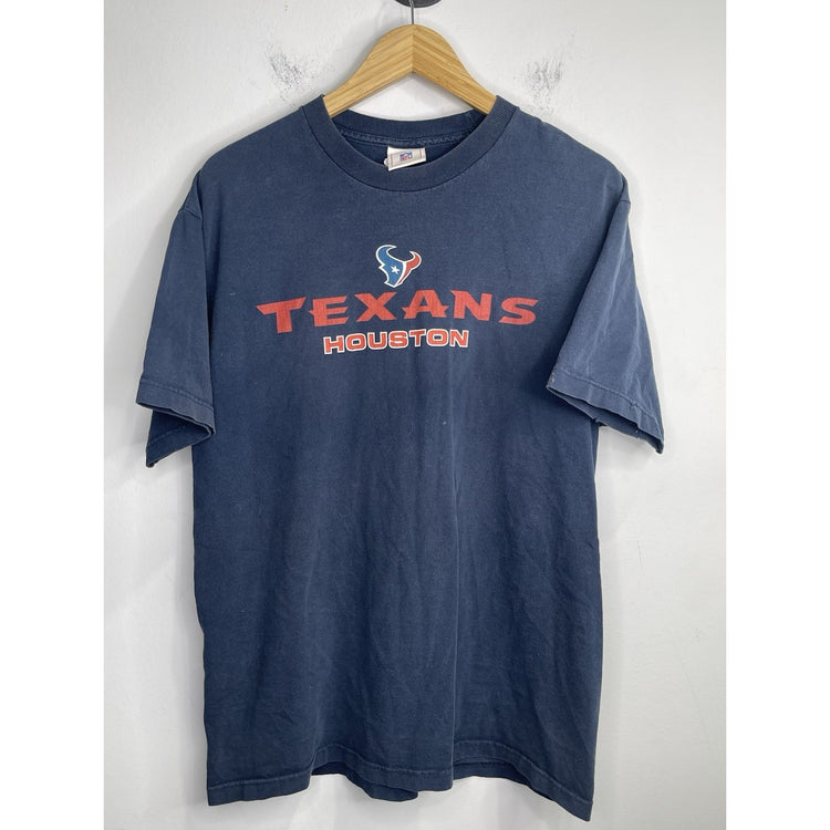 Adult VTG 2000s Houston Texans Graphic NFL Football Short Sleeve Blue Tee Sz L