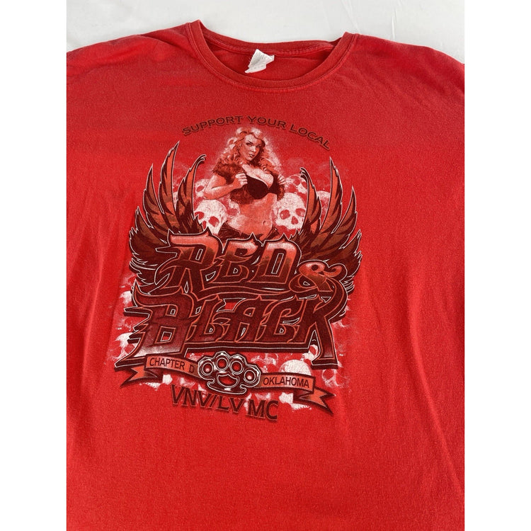 Mens Gildan VNV/LV MC Red Oklahoma Graphic T Shirt Size Large
