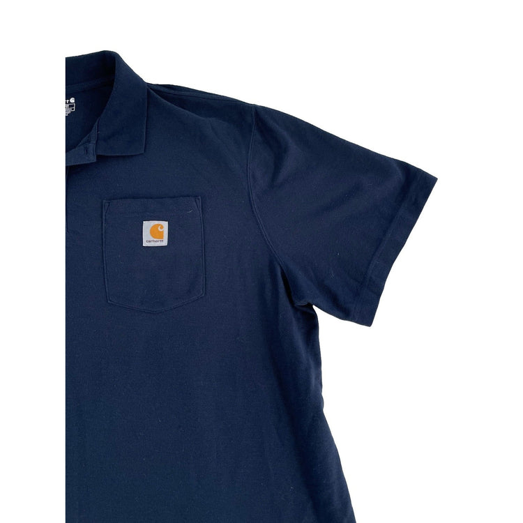 Mens Carhartt Dark Navy Blue Loose Fit Collared Shirt Size 2XL