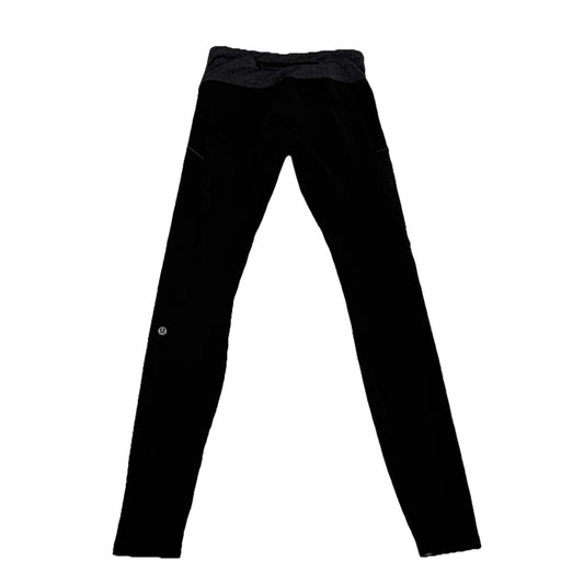 Womens Lululemon Size 6 Black Leggings With Grey Waistband
