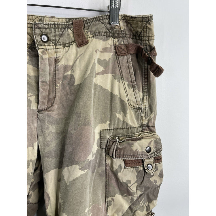 Womens Vintage Y2K Gap Cargo Pants Camo Loose Paratrooper Military Utility Sz 10