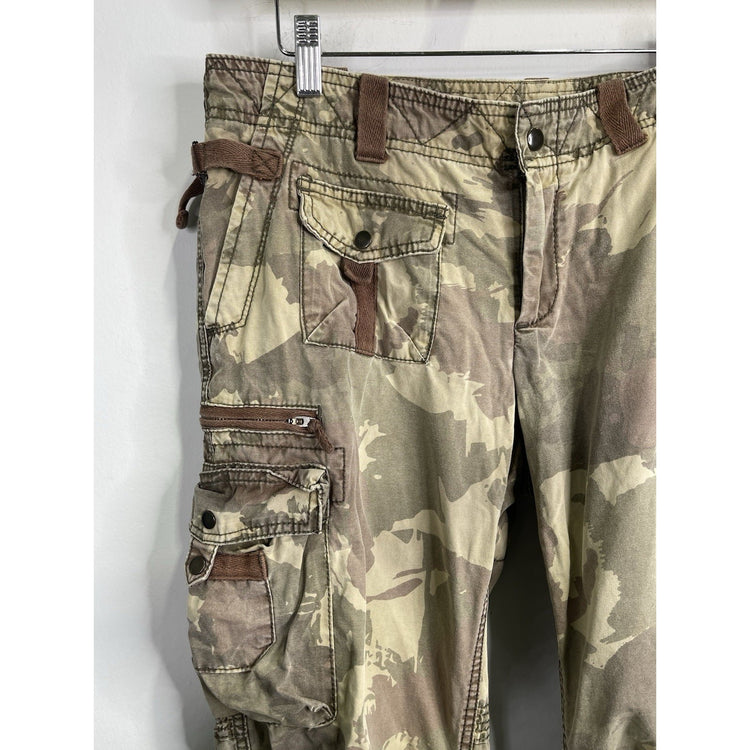 Womens Vintage Y2K Gap Cargo Pants Camo Loose Paratrooper Military Utility Sz 10