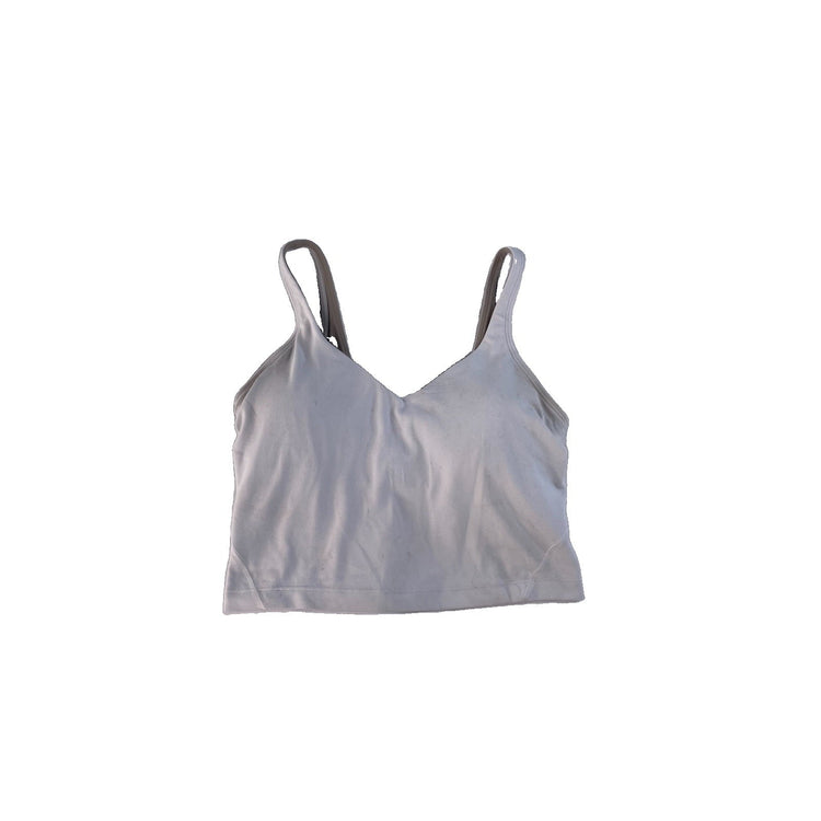 Women's Lululemon White V-Neck Cropped Sports Bra