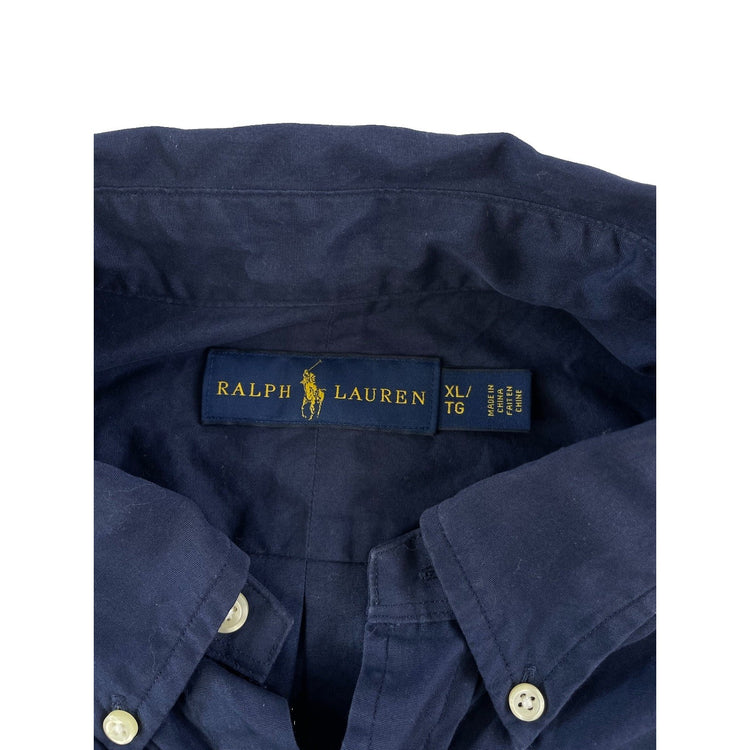 Mens Polo Ralph Lauren Navy Blue Short Sleeve Button Down Shirt Size XL