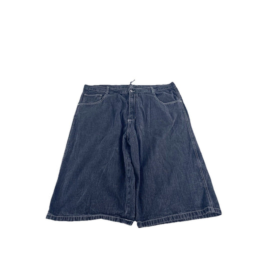Mens Southpole White Stitched Black Denim Baggy Shorts Size 46