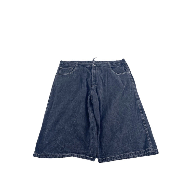 Mens Southpole White Stitched Black Denim Baggy Shorts Size 46