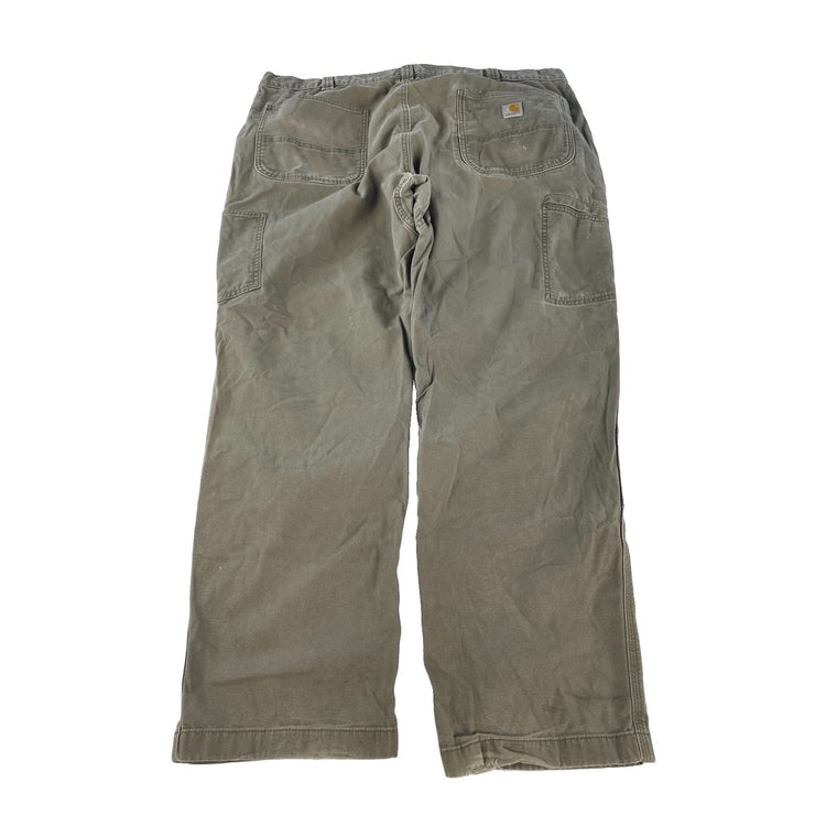 Mens Carhartt Moss Green Relaxed Fit Double Front Canvas Work Pants Size 42x32