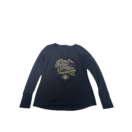 Womens Harley Davidson Motorcycles Grey Long Sleeve T Shirt Size Medium