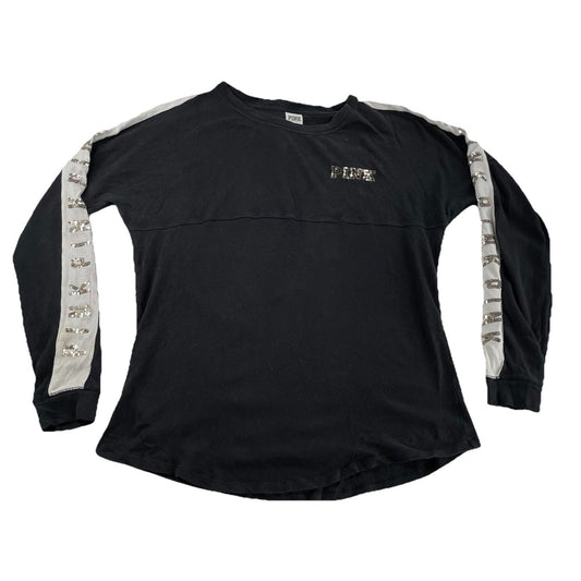 Women’s PINK Victoria Secret Black,White,&Gold Cotton Long Sleeve Shirt Size L