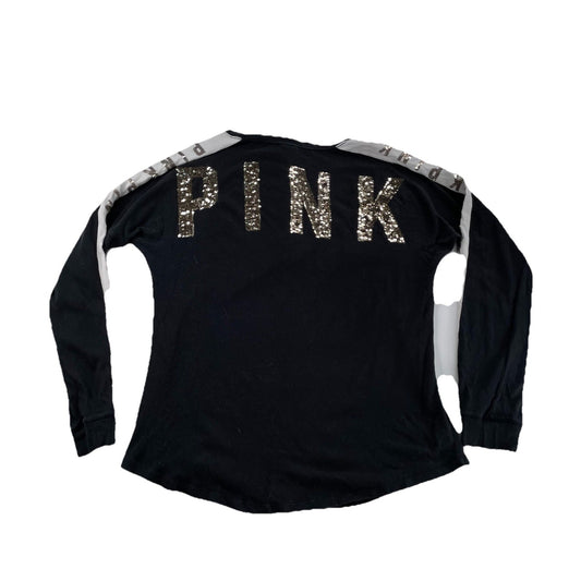 Women’s PINK Victoria Secret Black,White,&Gold Cotton Long Sleeve Shirt Size L