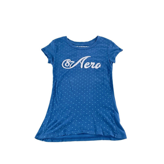 Women's Aéropostale 87 Aero Polka Dot Graphic T-Shirt Blue Size M