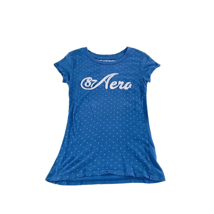 Women's Aéropostale 87 Aero Polka Dot Graphic T-Shirt Blue Size M