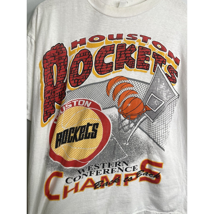 Houston Rockets 90s NBA Finals Western Conference Back To Back Champs Tee Sz L