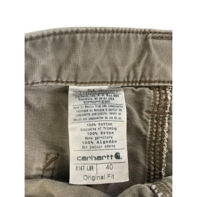 Mens Carhartt Original Fit B147 LBR Canvas Carpenter Work Utility Shorts Size 40
