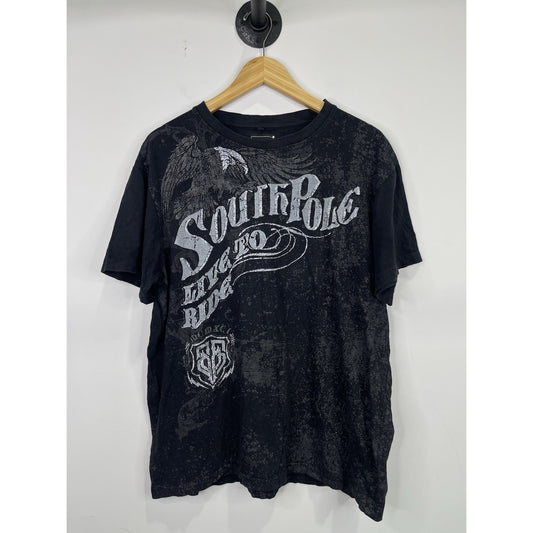 Mens Y2k Southpole Black T-shirt Sz XL