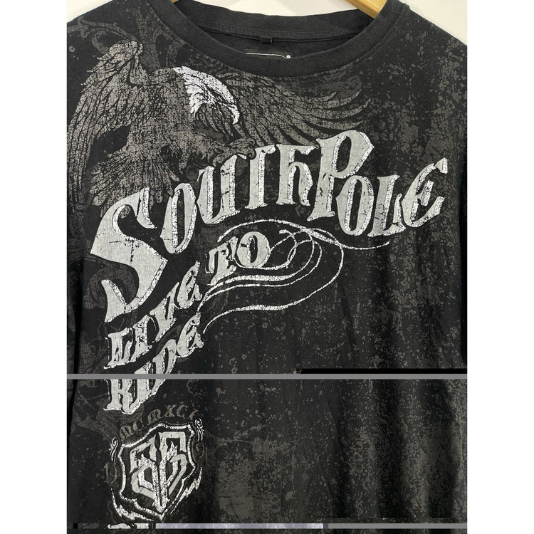 Mens Y2k Southpole Black T-shirt Sz XL