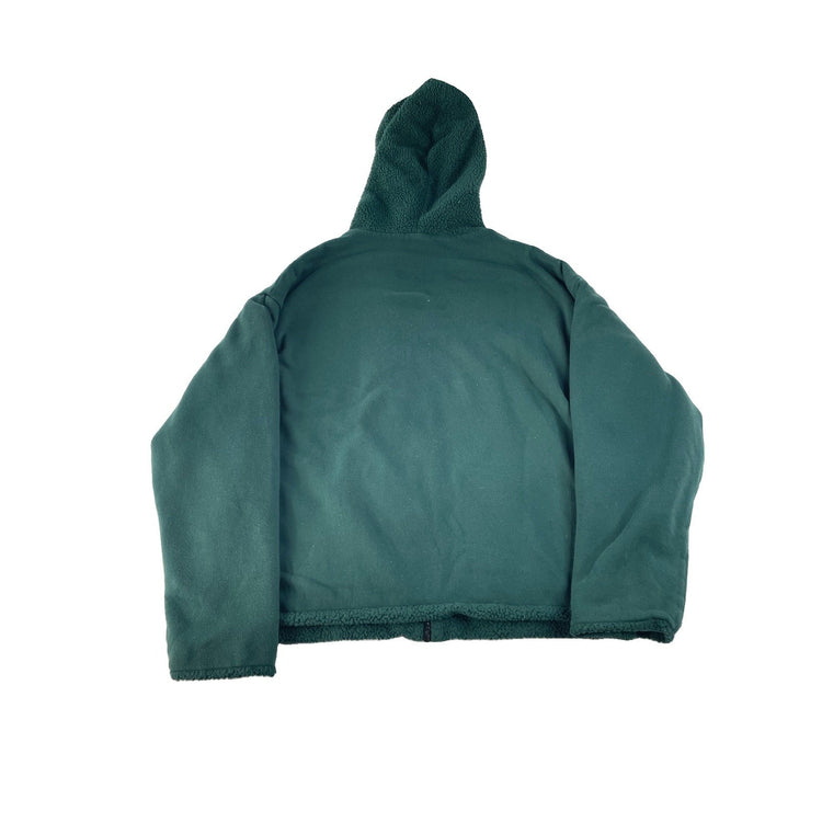 Womens Victoria's Secret PINK Dark Green Sherpa Lined Zip-Up Hoodie Size XL