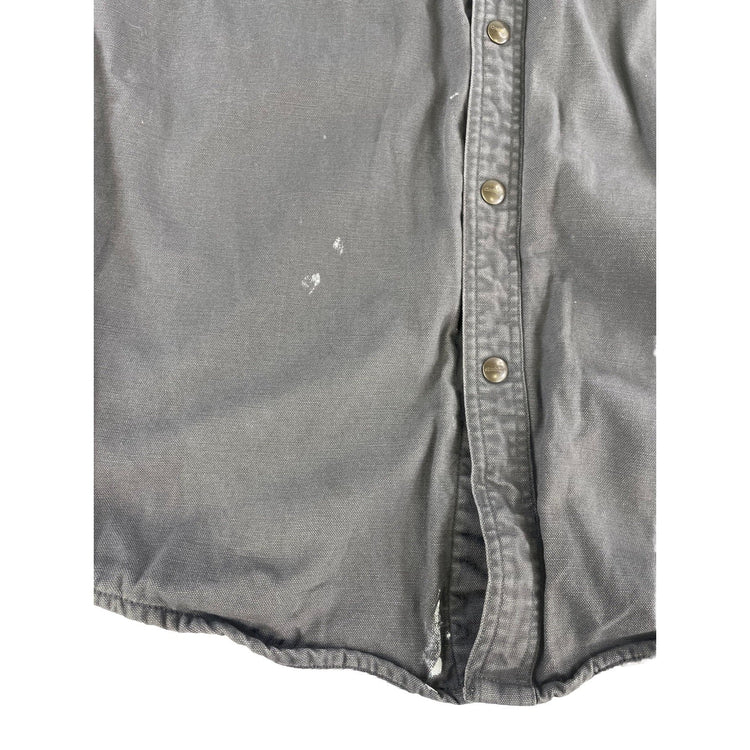 Mens Carhartt Gray Snap Button Flannel Lined Shirt Jacket Size Medium