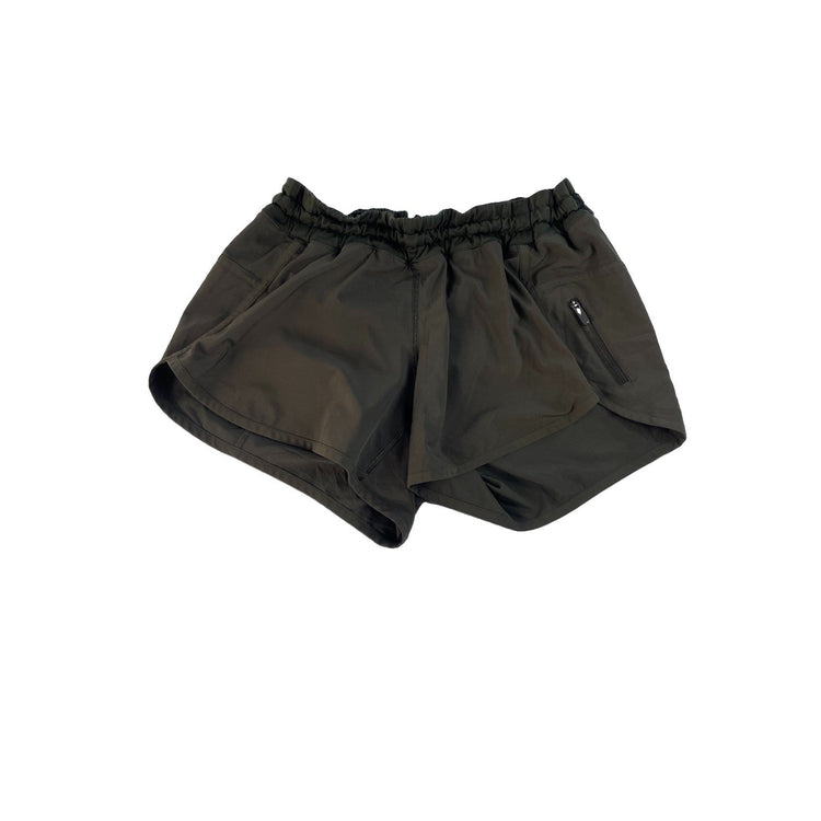 Women's Lululemon Olive Green Athletic Shorts with Zippered Pocket Size 4