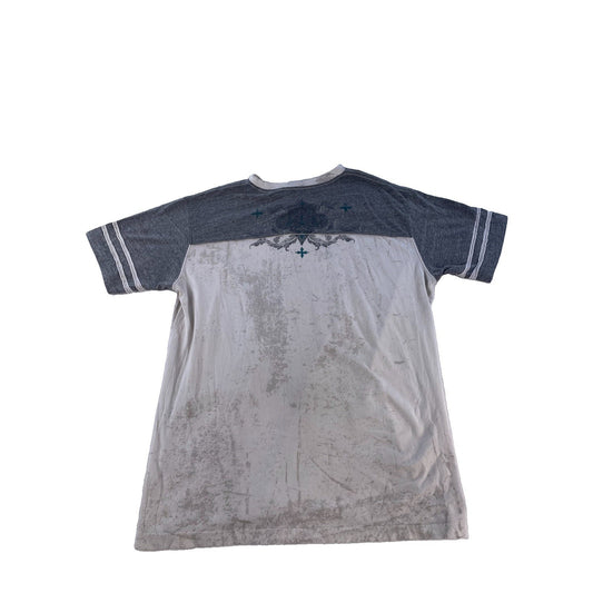 Mens Vintage Affliction Live Fast Gray White Eagle Grunge MMA T-Shirt SIZE XXL