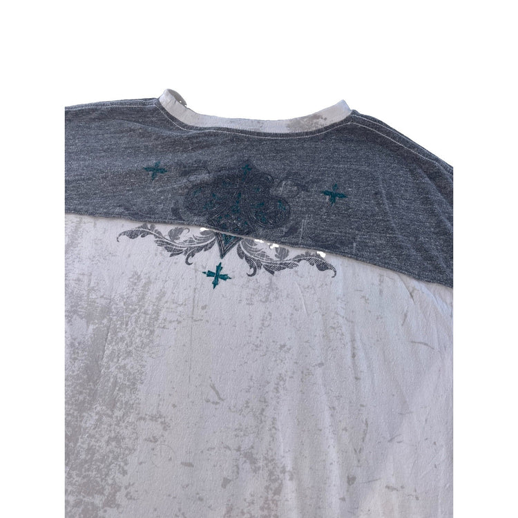 Mens Vintage Affliction Live Fast Gray White Eagle Grunge MMA T-Shirt SIZE XXL
