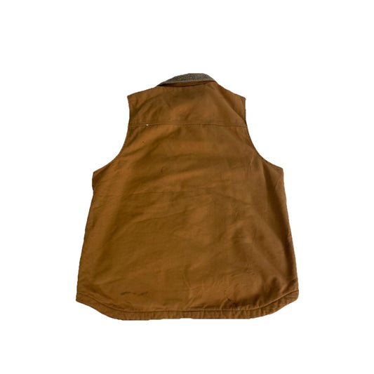 Mens Carhartt Tan Loose Fit Sherpa Lined Mock Neck Vest Size Medium