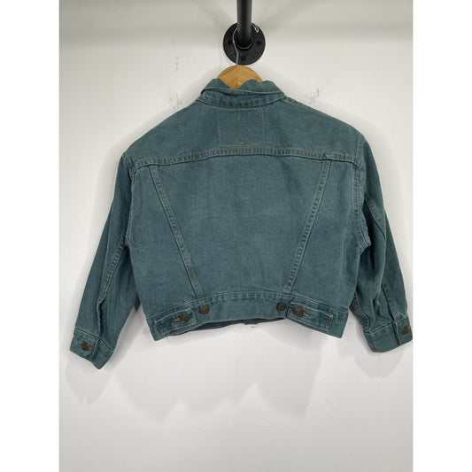 Vintage Kids 1990’s Levi’s Green Denim Jean Jacket Brown Tab Size Small (8-10)
