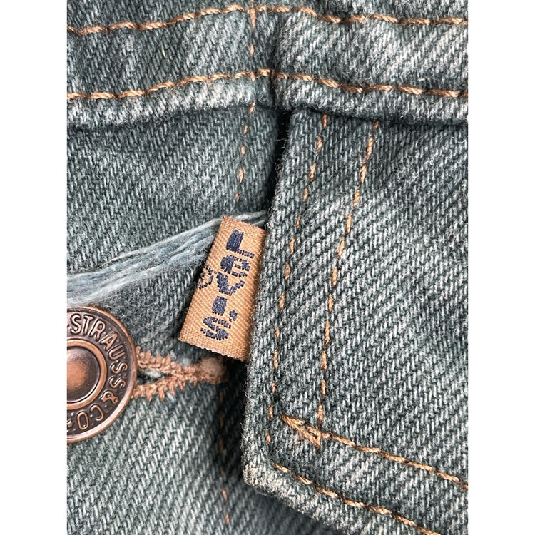 Vintage Kids 1990’s Levi’s Green Denim Jean Jacket Brown Tab Size Small (8-10)