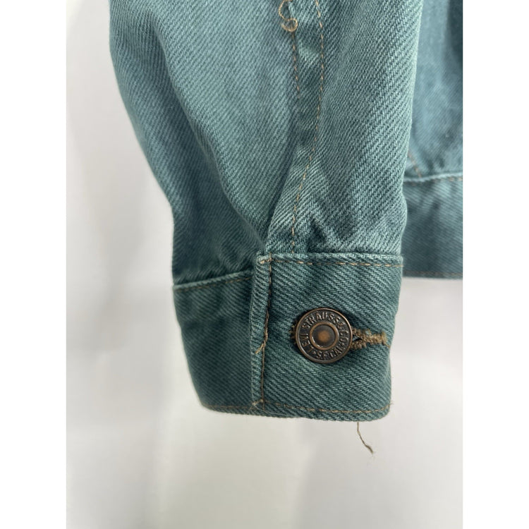 Vintage Kids 1990’s Levi’s Green Denim Jean Jacket Brown Tab Size Small (8-10)