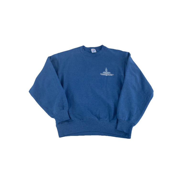 Mens Vintage Jerzees Local Motion Graphic Blue Crewneck Sweatshirt Size S