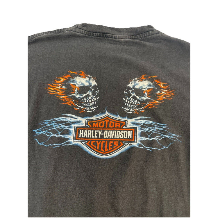 Mens Harley Davidson Black Skull Graphic T Shirt Size XL