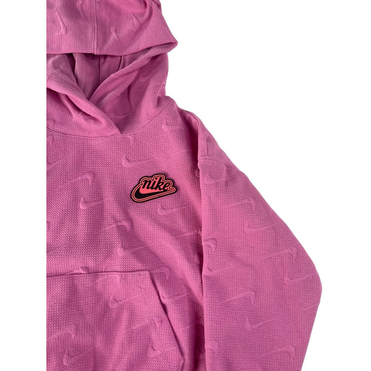 Youth Girls Nike Pink Pullover Hoodie Small Logo Size 5-6