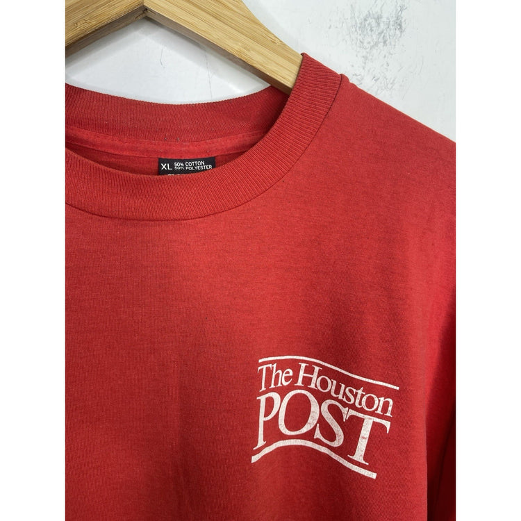Men’s Vintage Red The Houston Post Short Sleeve Graphic T Shirt Sz XL