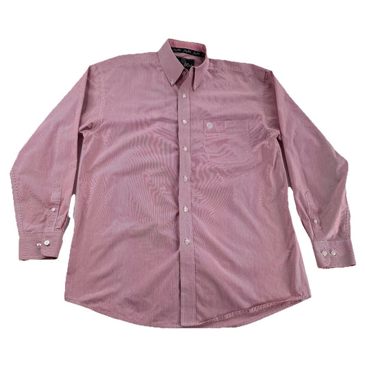 Men George Straight Collection Wagner RedStriped LongSleeve ButtonUp Shirt SizeL