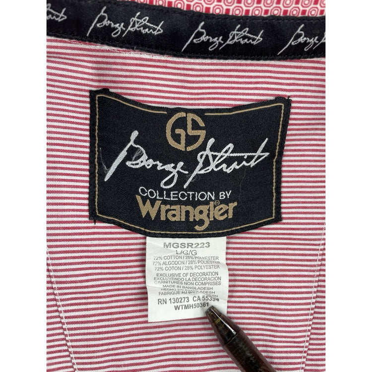 Men George Straight Collection Wagner RedStriped LongSleeve ButtonUp Shirt SizeL