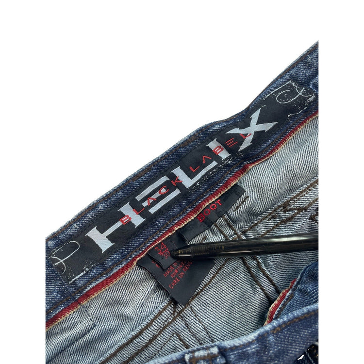Men's Helix Black Label BootCut Blue Denim Jeans Size 34x30