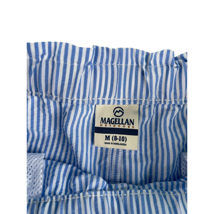 Youth Girl Magellan Outdoors NWT Blue White Stripe Seersucker Shorts SIZE M 8-10