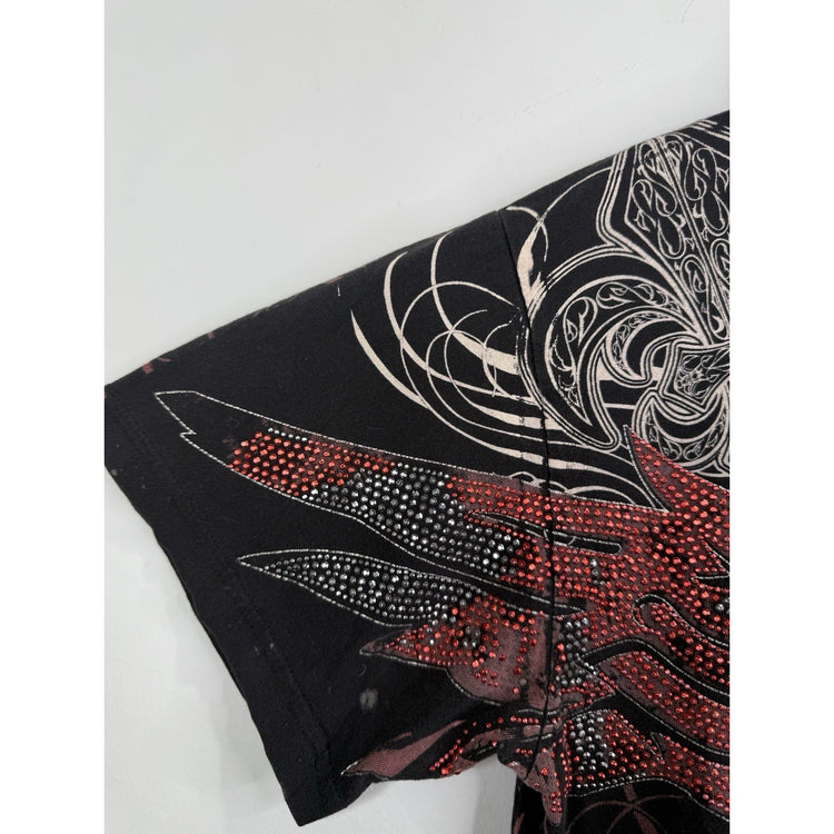 MENS Y2K STYLE CARBON BLACK “XZAVR” RHINESTONE T-SHIRT