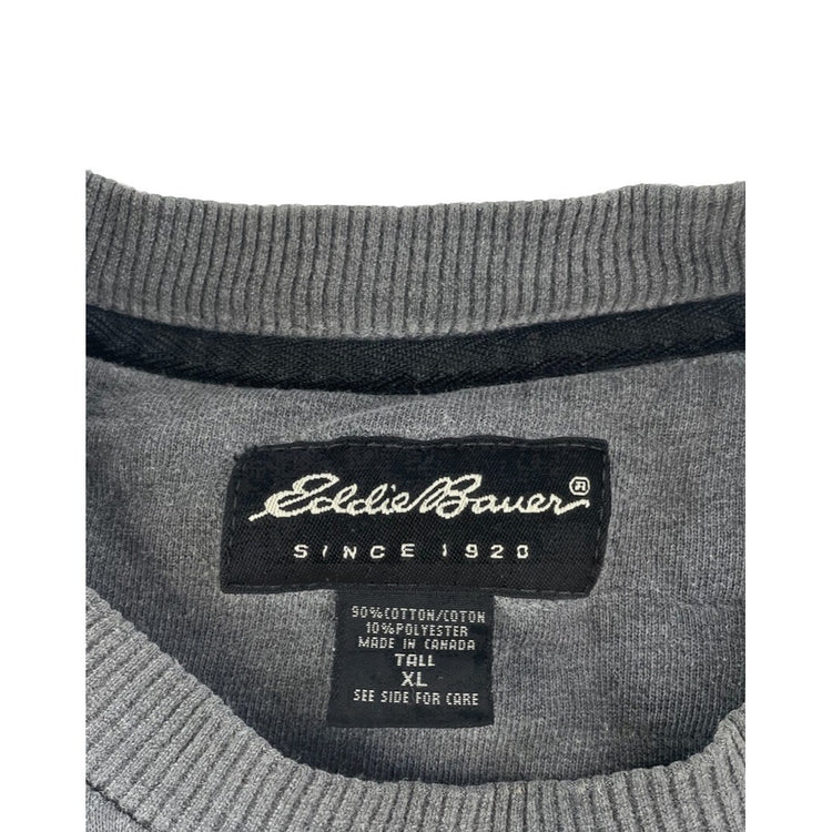 Mens Vintage Eddie Bauer Grey Graphic Crewneck Sweatshirt Size XL Tall