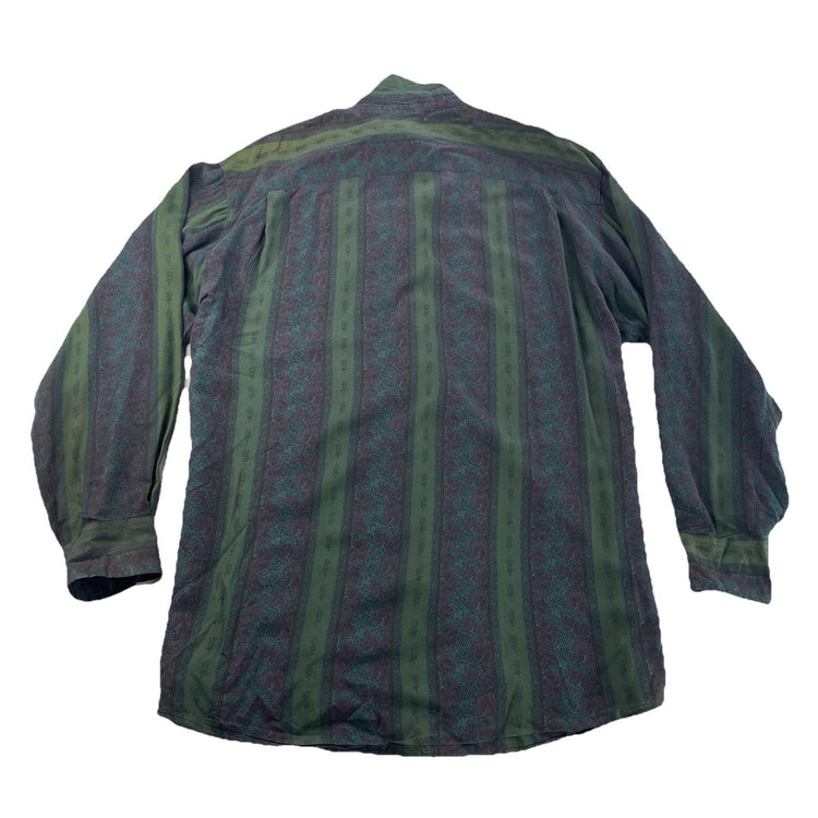 Mens Tasso Elba SageGreen Regular Fit Paisley Longsleeve Button-Up Shirt Size M