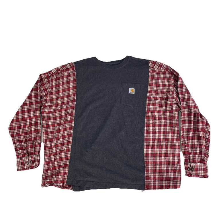 Mens Carhartt Grey & Red Long Sleeve Flannel Shirt Size XL