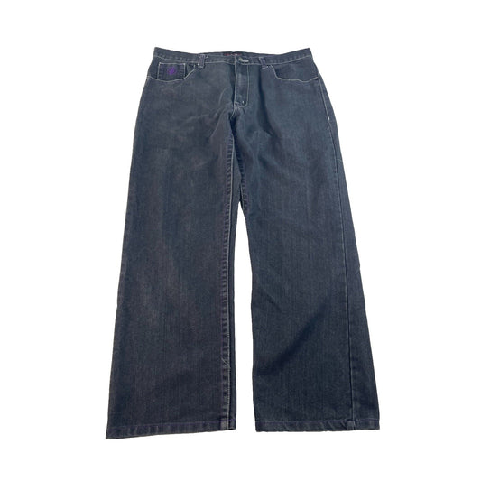 Men's Red Ape Authentic Black Denim Jeans with Purple Embroidery Size 40