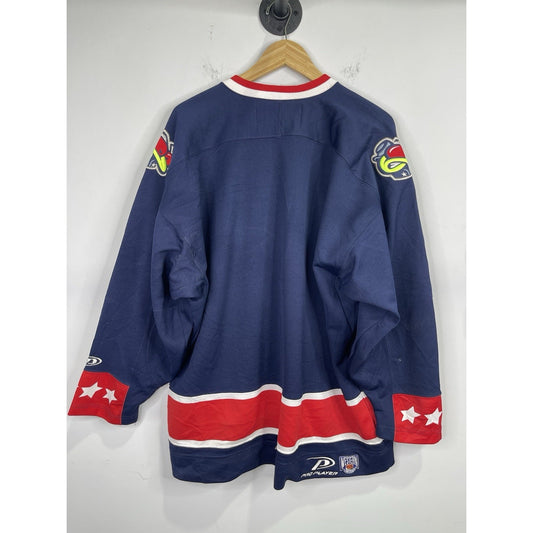 Vintage Men’s Columbus Blue Jackets Jersey Blue Stitch Logo NHL Hockey Sz Large