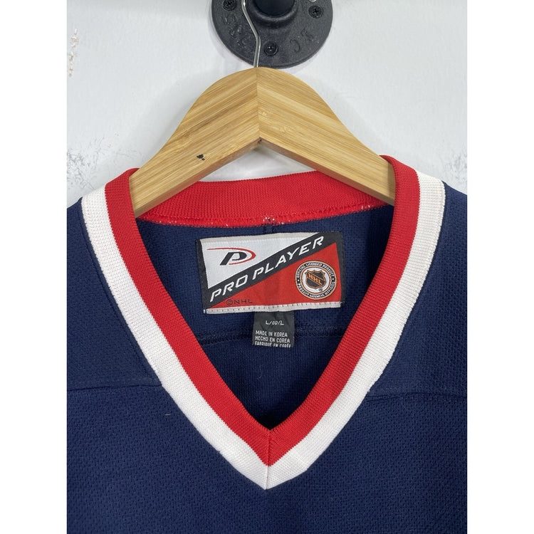 Vintage Men’s Columbus Blue Jackets Jersey Blue Stitch Logo NHL Hockey Sz Large