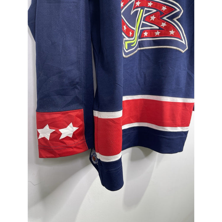 Vintage Men’s Columbus Blue Jackets Jersey Blue Stitch Logo NHL Hockey Sz Large