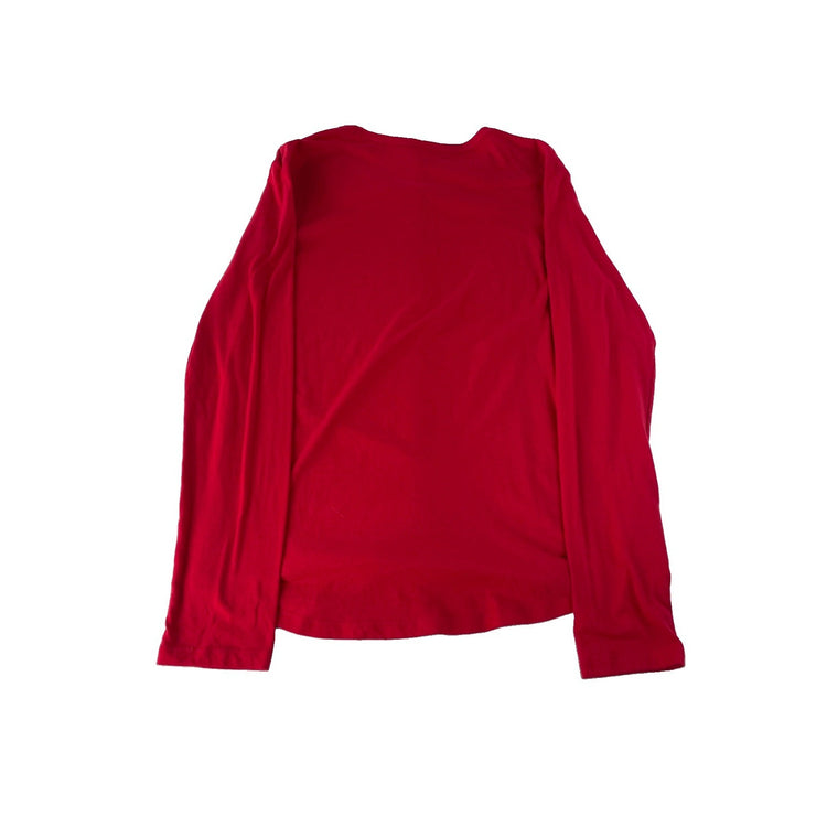Womens PINK Victorias Secret Red Longsleeve Rhinestone T Shirt Size Large