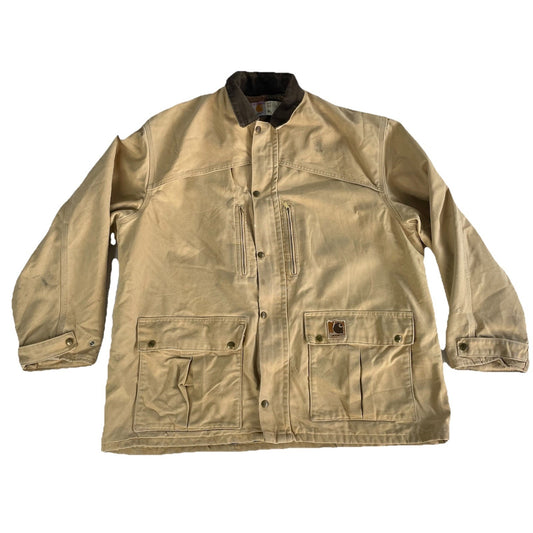 Mens Vintage Carhartt Tan/Brown ZipUp Work Jacket Size XL