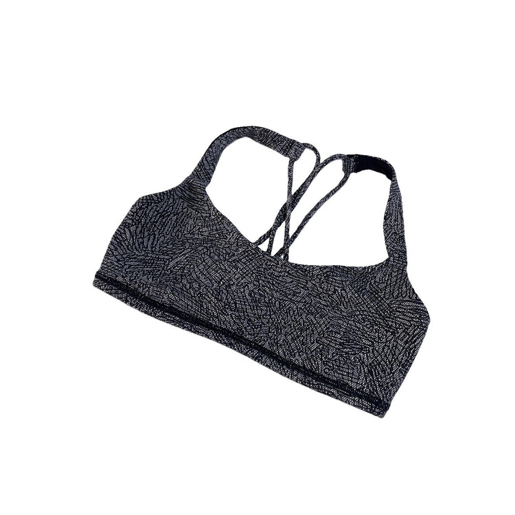 Women's Lululemon Black and White Patterned Strappy Sports Bra Size 4