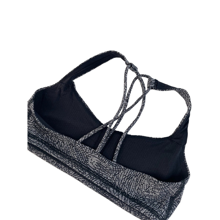 Women's Lululemon Black and White Patterned Strappy Sports Bra Size 4