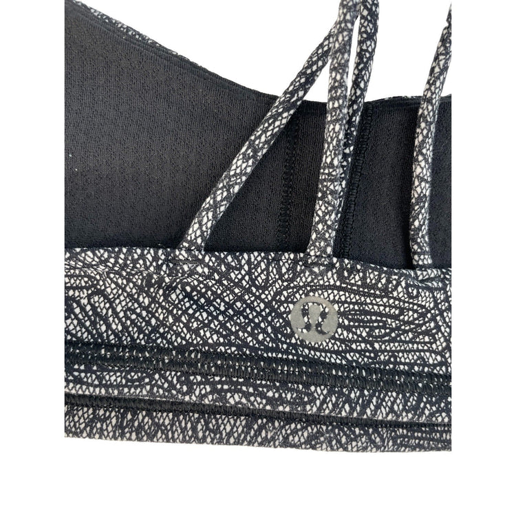 Women's Lululemon Black and White Patterned Strappy Sports Bra Size 4